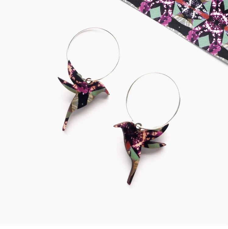 Hummingbird Hoop Earrings