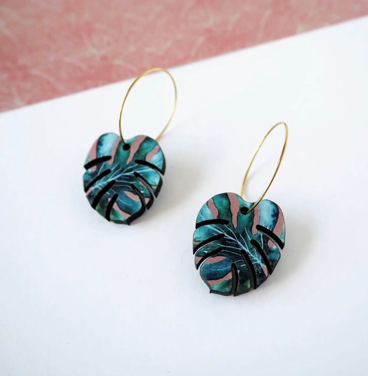 Tropical Monstera Hoops