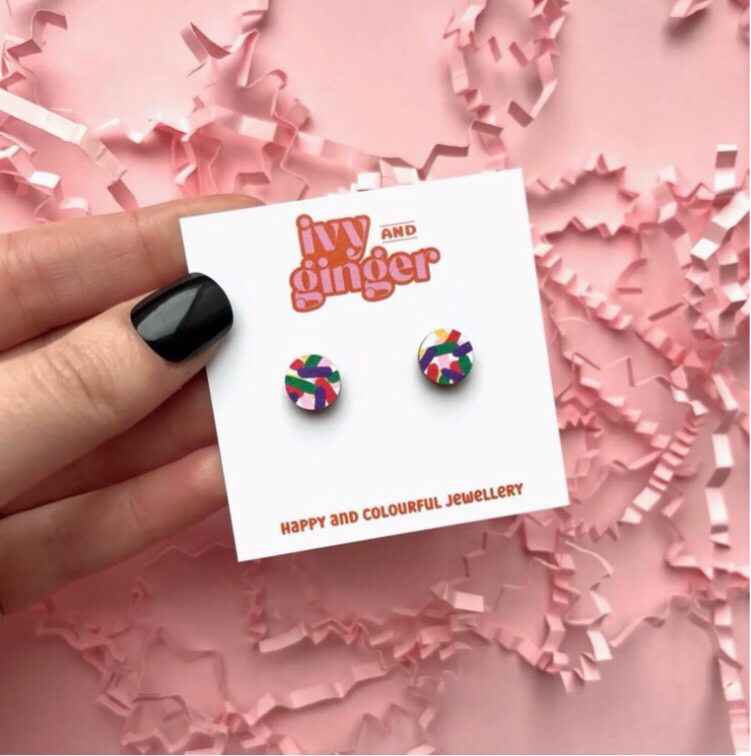 Confetti Print Mini Studs