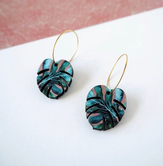 Tropical Monstera Hoops