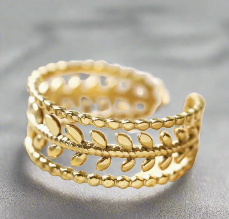 Adjustable Grecian Leaf Ring