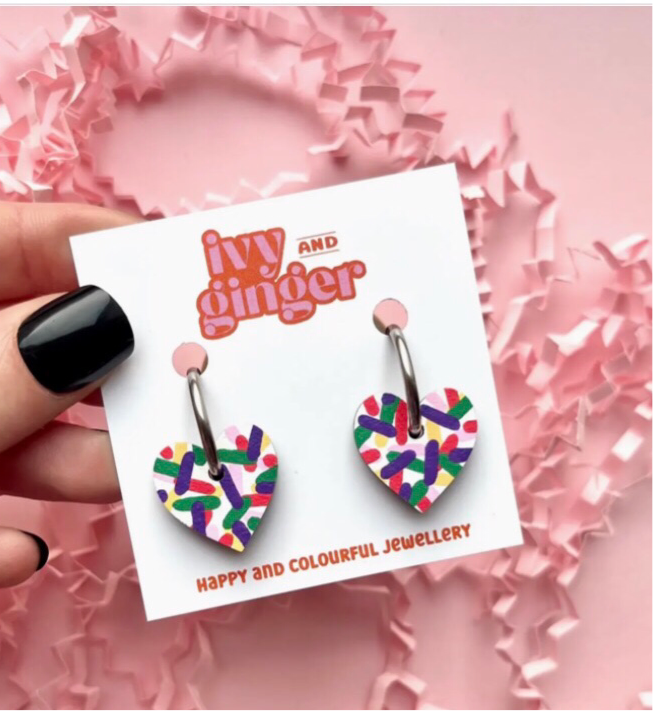 Confetti Heart Hoops