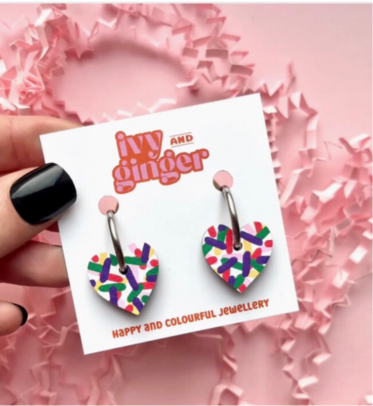 Confetti Heart Hoops
