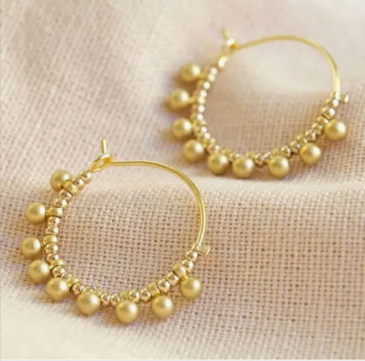 Gold Beaded  Hoops