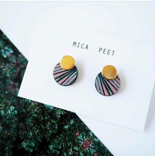Geometric Palm Leaf Stud