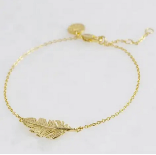 Gold Feather Design Bracelet