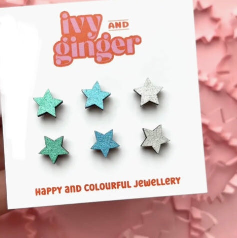 Gold/ Silver Star Trio Studs