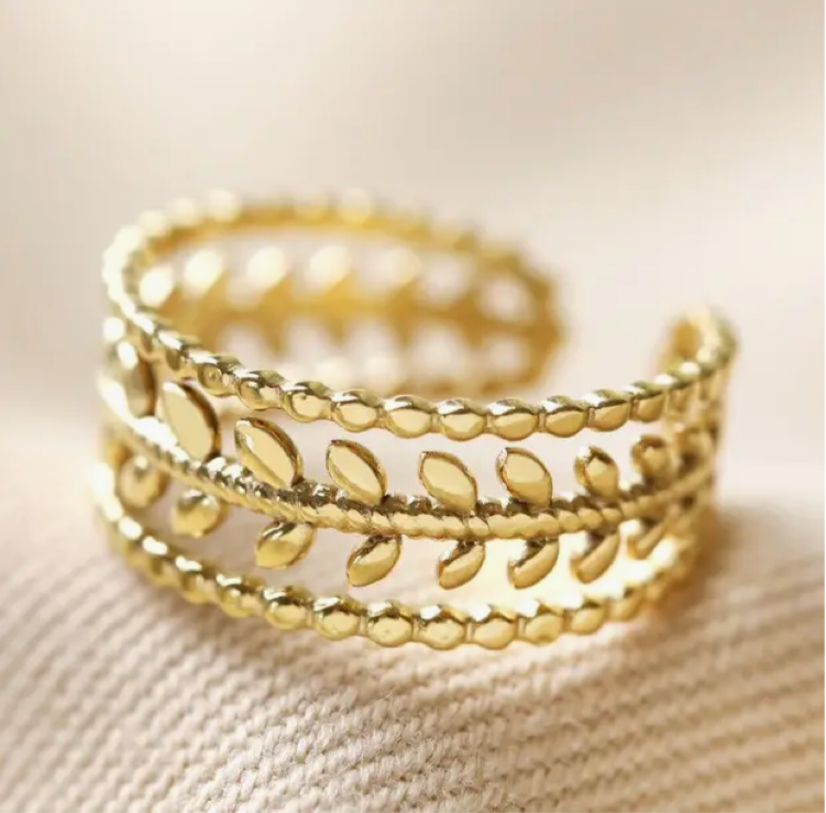 Adjustable Grecian Leaf Ring
