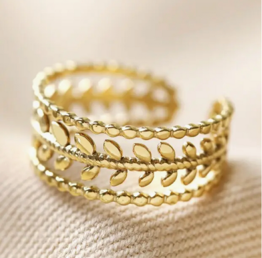 Adjustable Grecian Leaf Ring