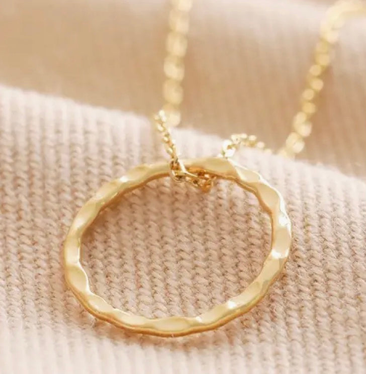 Hammered Halo Pendant Necklace